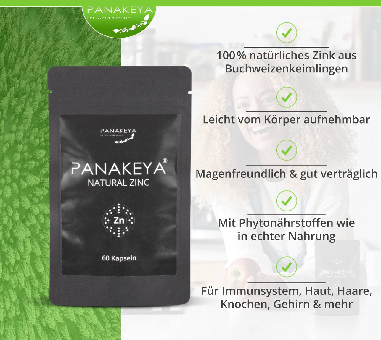 PANAKEYA® Natural Zinc – Nahrungsergänzungsmittel (60 Kapseln)